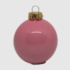 Világos rózsaszín üveg karácsonyi gömb arany akasztóval (6 cm)