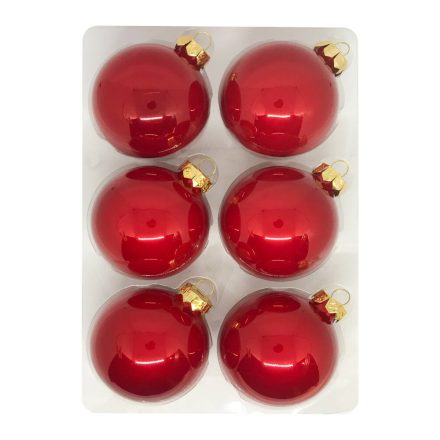 Cherry üveg karácsonyi gömb szett piros 6*8cm