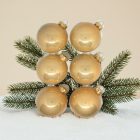 Champagne pezsgőszínű üveg karácsonyi gömb szett 6*8cm