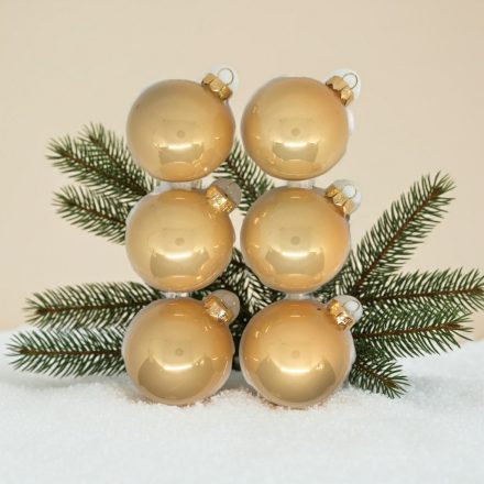 Champagne pezsgőszínű üveg karácsonyi gömb szett 6*8cm