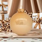 Champagne pezsgőszínű üveg karácsonyi gömb szett 6*8cm
