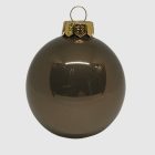 Egy sötétszürke Silent Night üveggömb közelről, fényes üveg kivitelben.