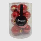 Red üveg gömbök átlátszó hengeres csomagolásban