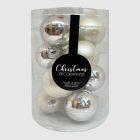 Silver '21 üveg karácsonyi gömbök átlátszó hengeres csomagolásban.