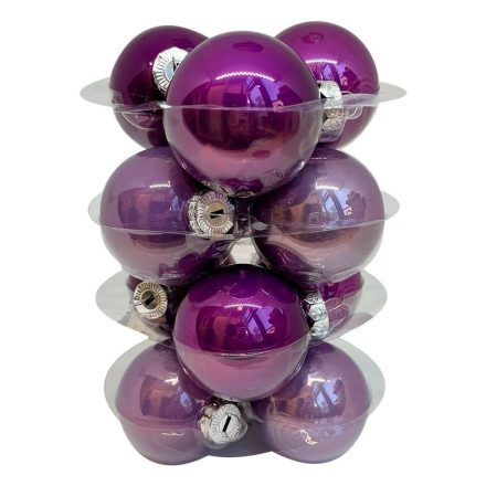 Purple üveg karácsonyi gömb szett 12*6cm