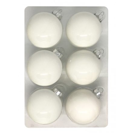 Just White fényes fehér üveggömb szett 6*8cm