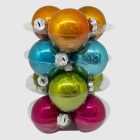 12 darabos Happy Colours üveg gömb szett – színes gömbök egymásra helyezve