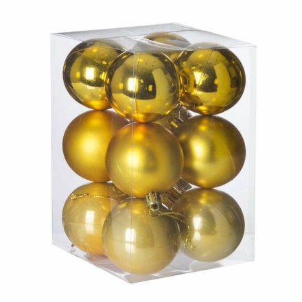 Arany műanyag karácsonyi gömb szett 12x6cm