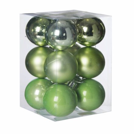 Világoszöld műanyag karácsonyi gömb szett 12x6cm