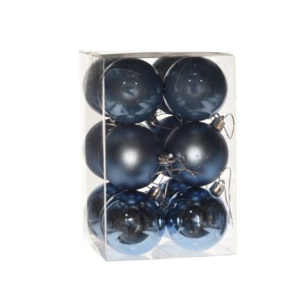Kék műanyag karácsonyi gömb szett 12x6cm