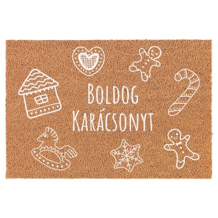 Lábtörlő mézeskaláccsal, "Boldog Karácsonyt" felirattal 40x60 cm