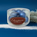 Kék üveg karácsonyi gömb szett 16×3cm – fényes és matt díszek dobozban