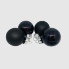 Négy darab fekete üveg karácsonyi gömb, matt és fényes felület kombinációjával (3 cm).