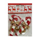 Két darabos nyalóka dísz csomagban, átlátszó csomagolásban, karácsonyi mintás karton fejrésszel.