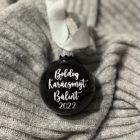 Fényes fekete üveggömb egyedi felirattal 8cm 