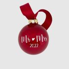 Gyöngyház piros üveggömb egyedi felirattal 8cm 