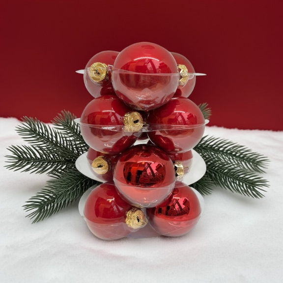 Üveggömb szett Red kollekció 6 cm